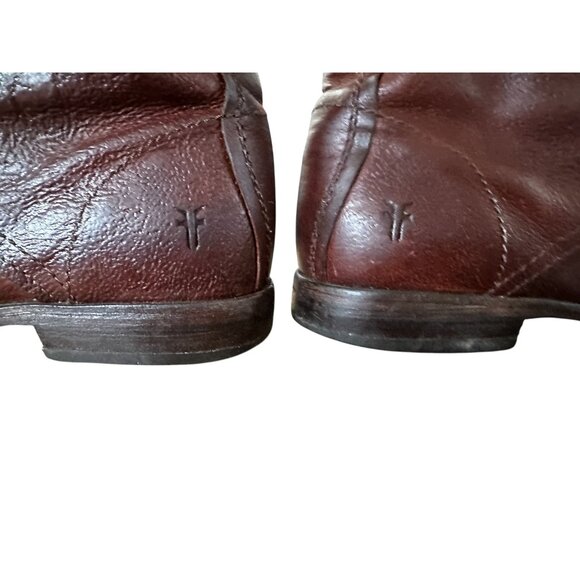 FRYE Leather Combat Boots Men 8.5 Brown Lace Up Distressed Office Vibram Outsole - Picture 10 of 16